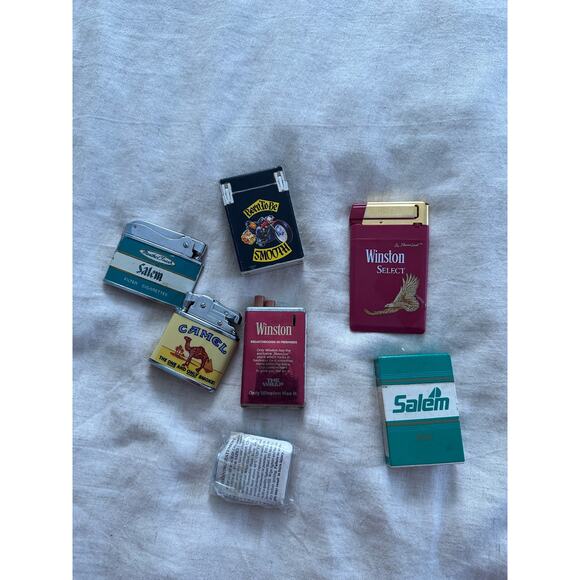 7 Vintage Retro Salem, Winston, Camel Cigarette Lighters - Picture 2 of 8